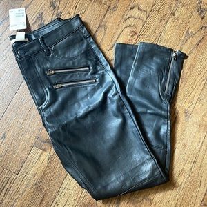 H&M Faux leather biker pants with zipper details Size 10